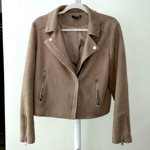 Aqua faux suede motorcycle style jacket size large